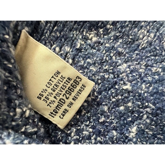 LL Bean Sweater Women's Small Blue White Marled Pullover Cotton Knit Thick Warm - Picture 6 of 6